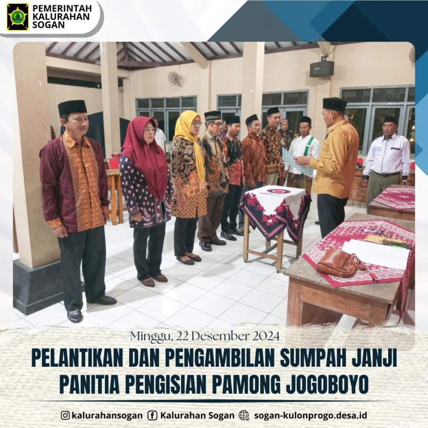 Pelantikan dan Pengambilan Sumpah Janji Panitia Pengisian Pamong Jogoboyo